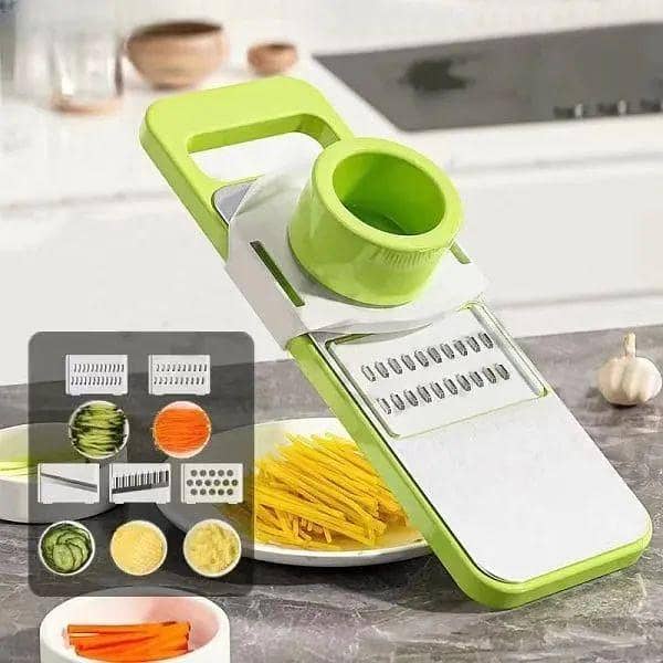 5-in-1 Vegetable Cutter Stainless Steel – Multifunctional Slicer, Grater, Shredder & Peeler | Kitchen Vegetable Cutting Tool for Fruits & Vegetables