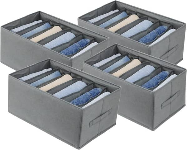 6 Grid Foldable Clothes Organizer – Large Wardrobe Drawer Box for Jeans, T-Shirts & apparel