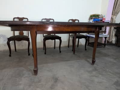 Wooden Dining Table with Six Chairs