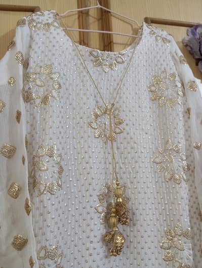 White Festive  3p suit with Golden Embroidery