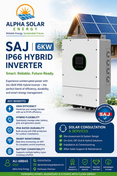 SAJ 6KW IP66 PV12000 Hybrid Inverter