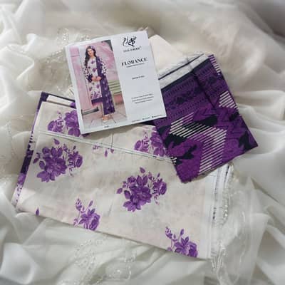 3 Piece Printed Lawn Suit | Unstitched Summer Dress | Ladies Suit