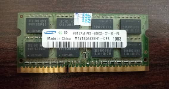 #SamsungRAM #DDR3RAM #LaptopRAM #2GBRAM #PC38500S #LaptopPartsForSale