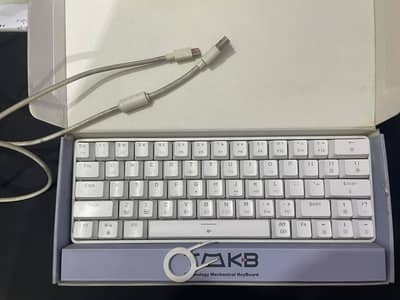 TMKB T63 Mechanical Keyboard – White (Red Switches) Wired + Bluetooth