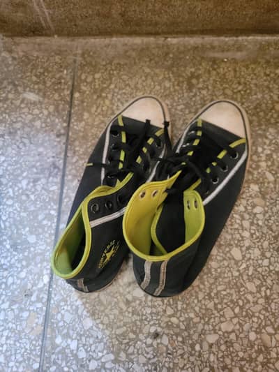 Converse Style High-Top Sneakers UK 9 – Black & Green
