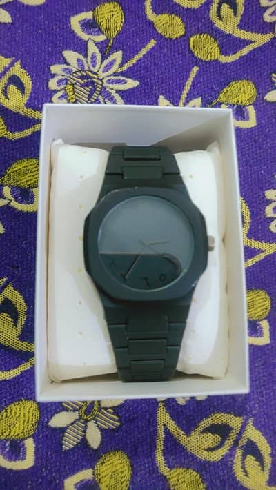 black ura watch with box