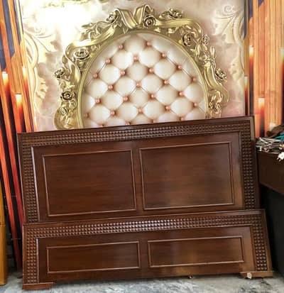 Premium Wooden Bed with Elegant Poshish Headboard