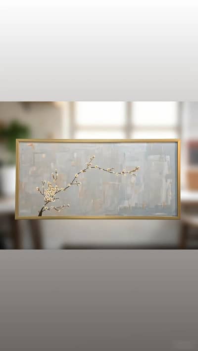 Handmade Elegant Floral Blossom Acrylic Painting on Canvas.