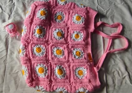 handmade crochet tote bag with large capacity
