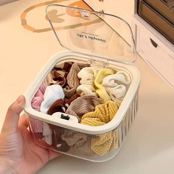 Multi-Purpose Plastic Storage Organizer Box with Cover for Hair Accessories, Jewelry, and Makeup