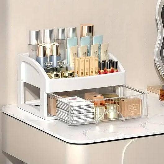 Makeup, Skincare & Stationery Organizer: 2-Tier Transparent Cosmetic Holder