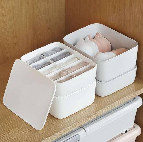 10-Slot Underwear Lid Organizer & Sock Holder for Drawers, Cubat – Large Capacity Storage Box