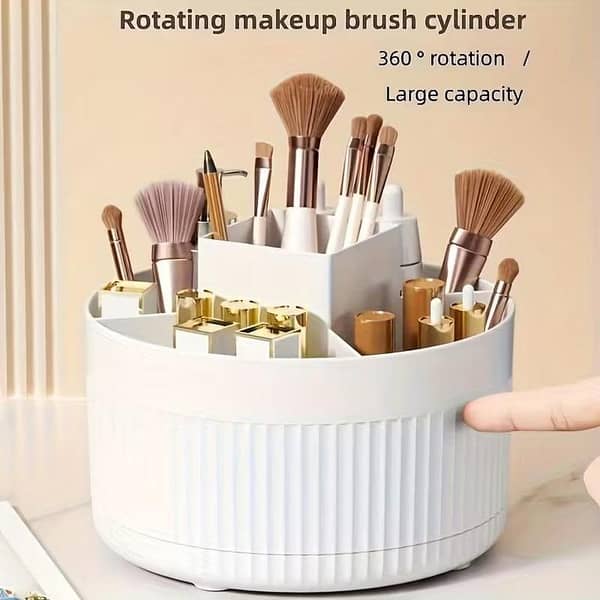 360° Rotating Makeup Brush Storage Box – Multipurpose Desk Organizer for Office, Home, and School (Large Capacity)