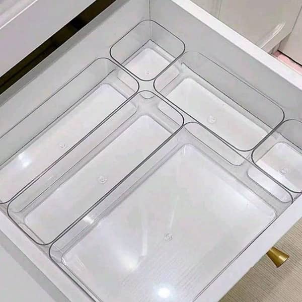 New Transparent Plastic Drawer Organizers for Makeup & Desk Storage – Space-Saving Trays with 4/6/12 Slots
