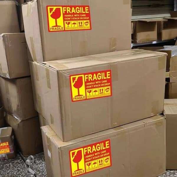 25 Pack Care Stickers: Fragile - Handle With Care, Don’t Stack or Drop
