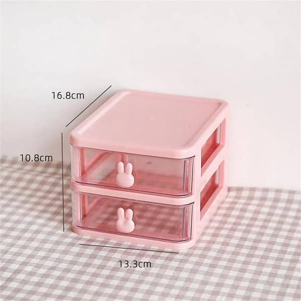 Lipstick Holder with New Style Bunny Handle, Plastic 2- or 3-Layer Cosmetic Storage Box