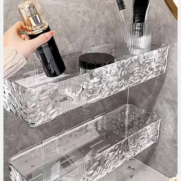 Bathroom Rack , Shelfs Rack , Corner Shelf Color Adhesive | No Drill Wall Mounted Acrylic Storage Rack for Bathroom Accessories & Cosmetics