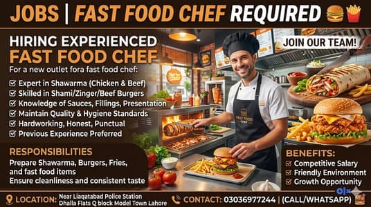 Fast Food Chef Required
