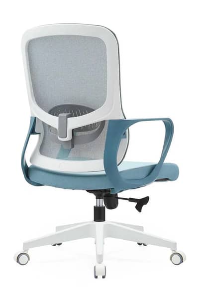 Modern Ergonomic Office Chair - Pastel Blue & White Mesh Desk Chair (