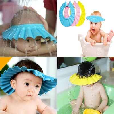 Baby Shower Cap with Stopper | Soft Silicone Baby Bath Cap