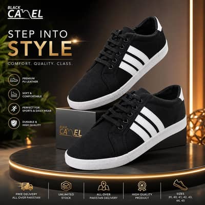 Black Camel Premium PU Leather Slippers for Men – Lightweight