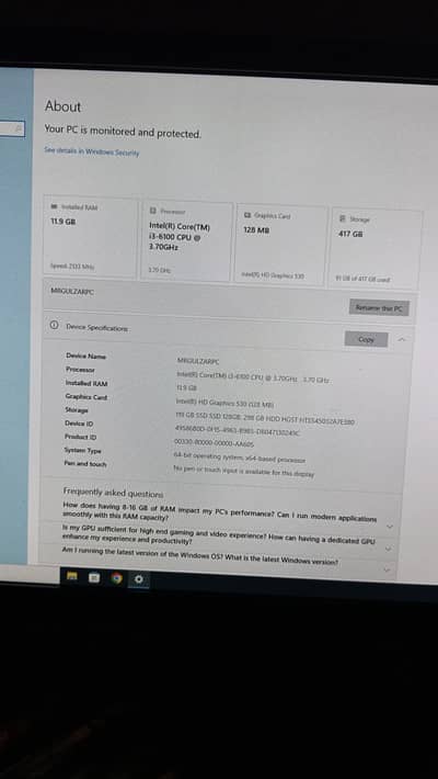 i3 6th generation(Gaming pc)