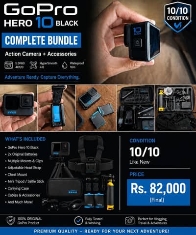 GoPro Hero 10 Black (Complete Setup)  Only 3-4 Times Used