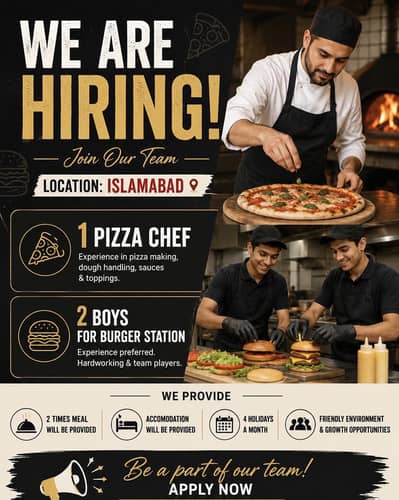 Need Chef for pizza and burger