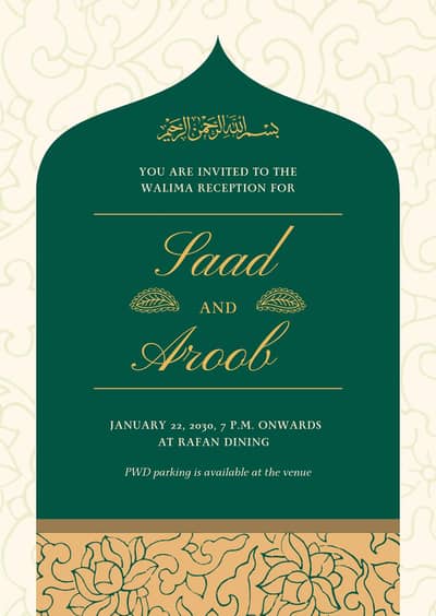 luxury digital wedding card design nikah walima 24hours delivery Rs700