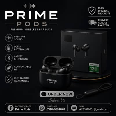  Prime Pods Black Earbuds – Premium Sound | Rs. 2500