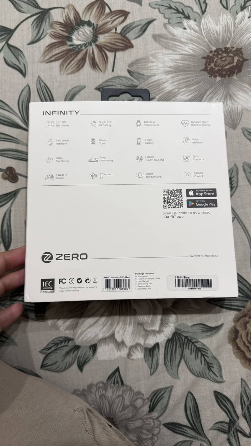 Zero infinity smart watch only box opened 1