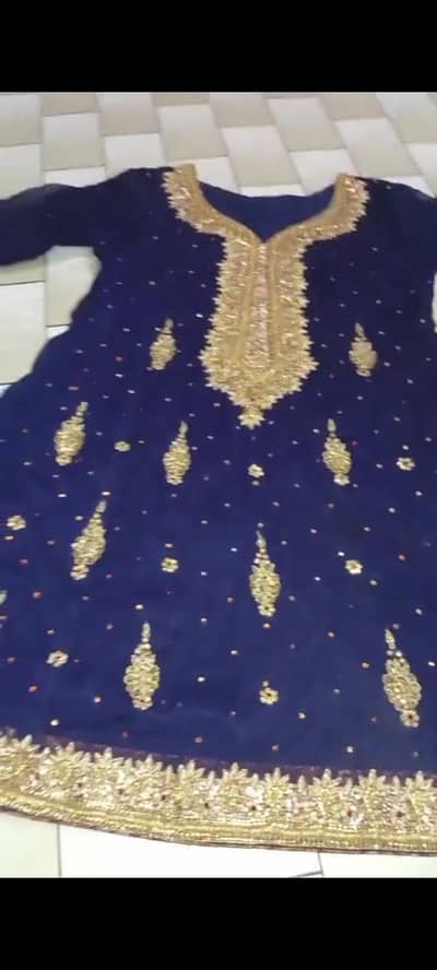 blue zari work frock