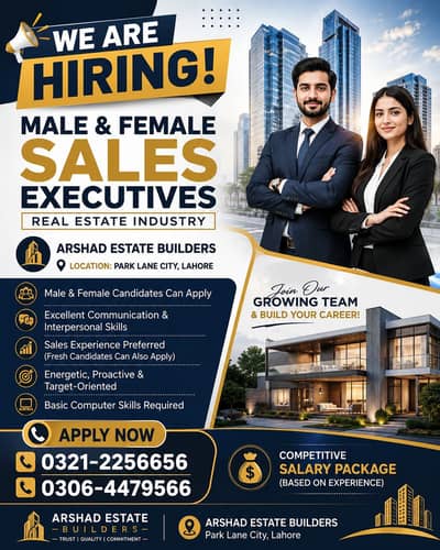 Urgent Hiring-Male & Female Sales Executive - Real Estate