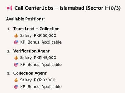 Collection Agent, Verification Agent & TL