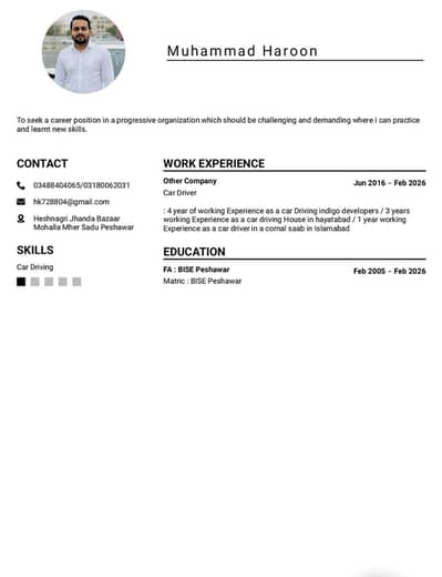 I am driver I need driving job