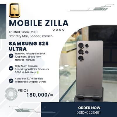 Samsung S25 Ultra, 12GB 256GB, 8 Gen Elite, Non PTA MOBILE ZILLA