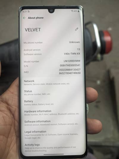 LG Velvet 5G dual sim model hai non pta