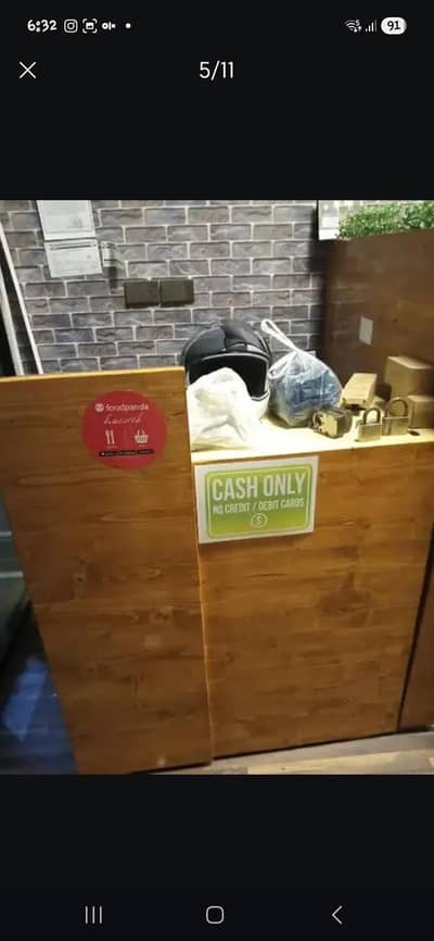 wooden cash counter