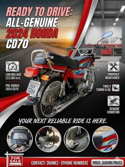Honda CD70 | Red Color | 2024 Model | Total Genuine