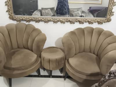 2 seater sofa chairs & small table