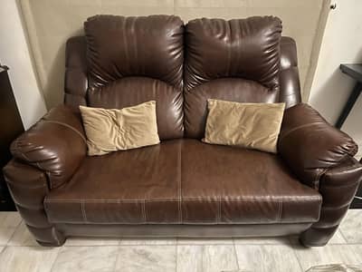Brown leather sofa set