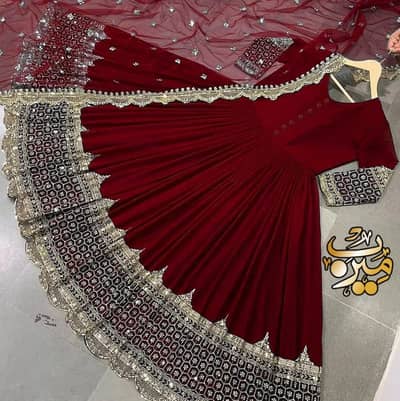 Maroon Silk Maxi Suit for Women – Premium Sequin Embroidery, Ban Colla
