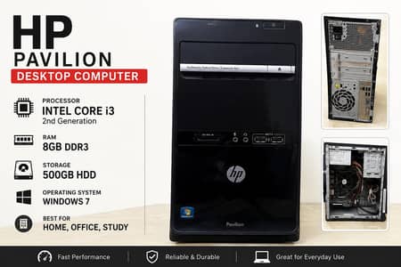 HP Pavilion Desktop PC | Core i3 2nd Gen | 8GB RAM | 500GB HDD