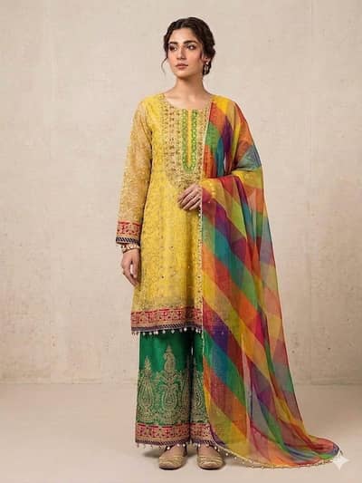 Stylish Embroidered frock with Embroidered plazo