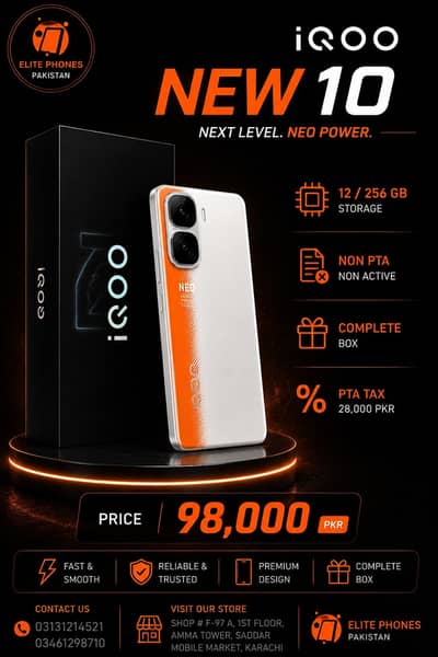 iQOO Neo 10 12GB RAM 256GB storage | non PTA non active | complete box