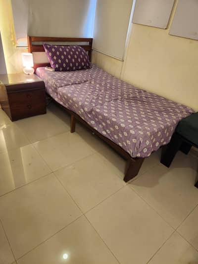 Pure Diyar made single Bed with side table n 3 foams