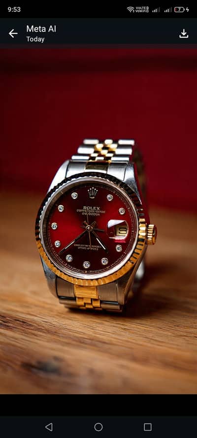 Rolex Two Tone ⌚ for Men Luxury Red Dial stainless steel wrist ⌚