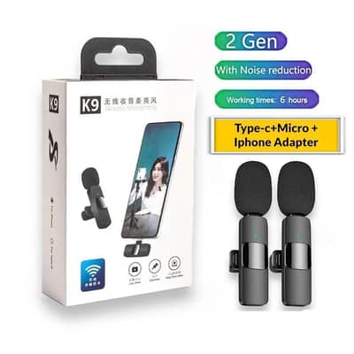 K9 wireless microphone for vloggers  with noise reduction & type C