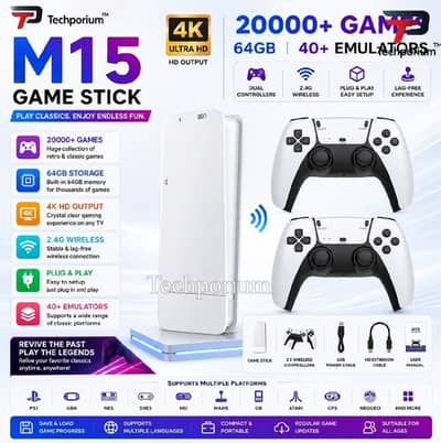 M15 game stick, 20k games ,Wireless plug and play retro game console.