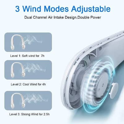 Rechargeable Bladeless Neck fan White Lightweight